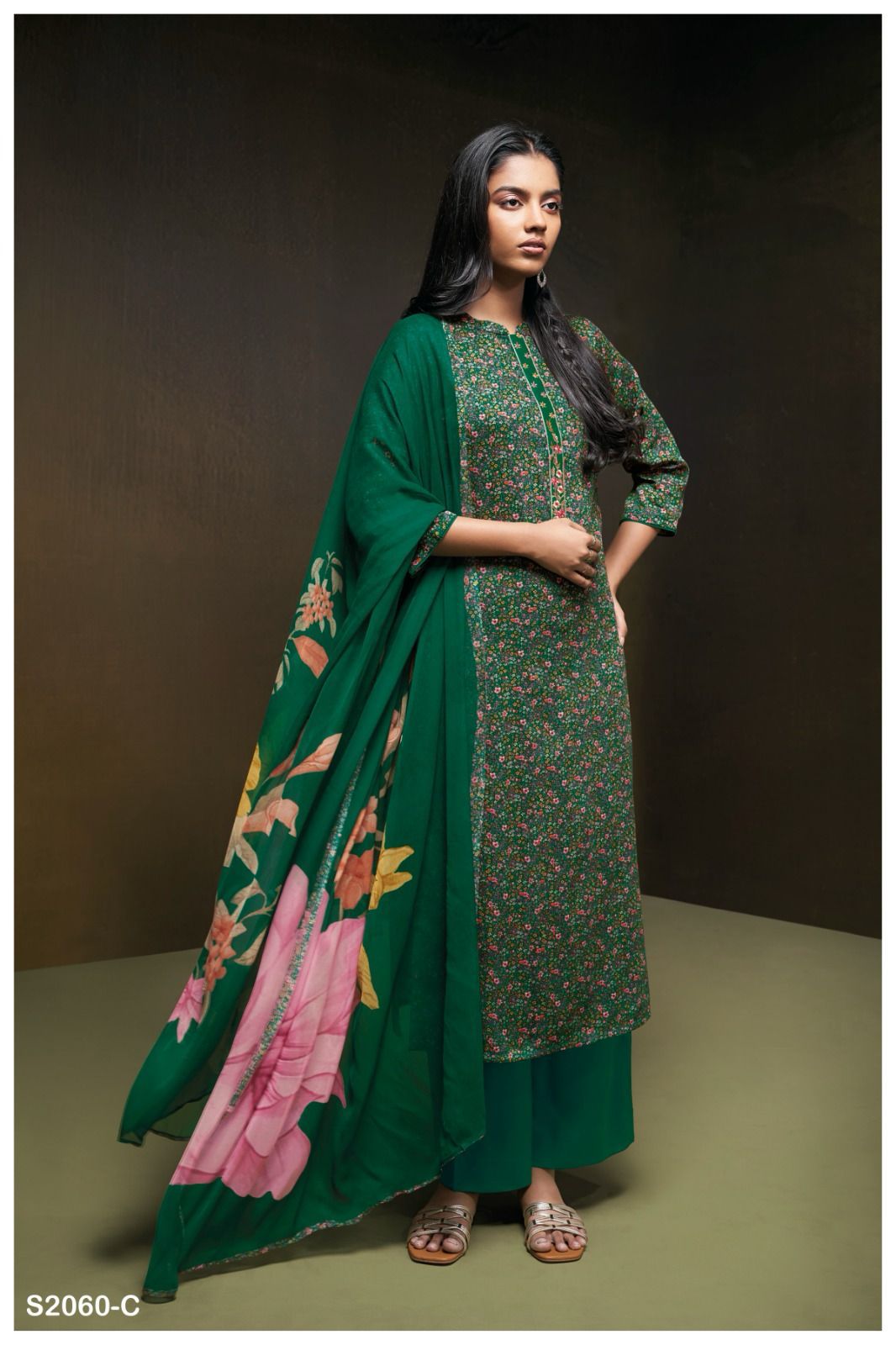 Koa 2060 Ganga Cotton Satin Plazzo Style Suits
