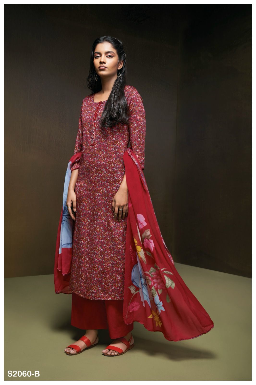 Koa 2060 Ganga Cotton Satin Plazzo Style Suits