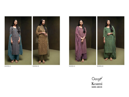 Koami-2059 Ganga Cotton Satin Plazzo Style Suits