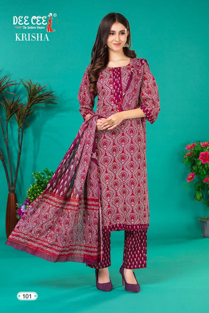Krisha Deecee Cotton Cambric Readymade Pant Style Suits