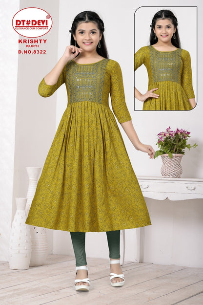 Krishty-8322 Dt Devi Rayon Girls Anarkali Kurti