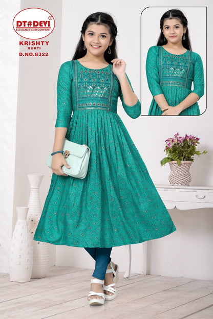 Krishty-8322 Dt Devi Rayon Girls Anarkali Kurti