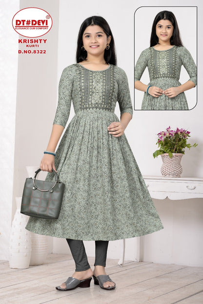 Krishty-8322 Dt Devi Rayon Girls Anarkali Kurti