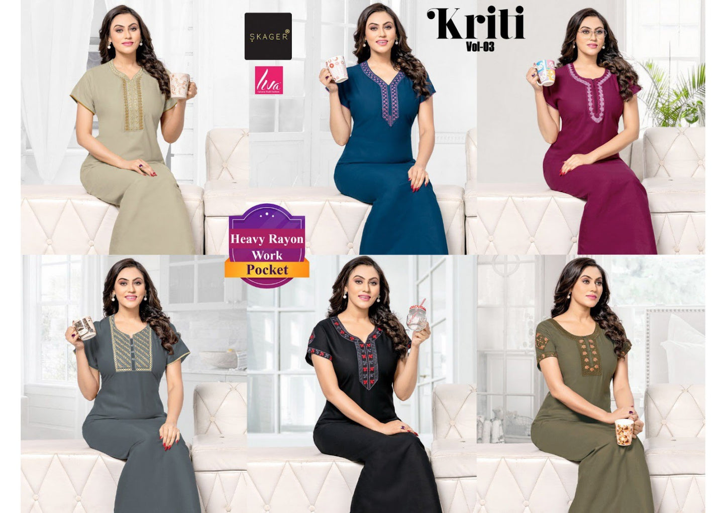 Kriti Vol 3 Skager Rayon Night Gowns