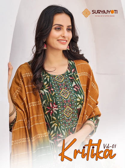 Kritika Vol 1 Suryajyoti Rayon Readymade Pant Style Suits