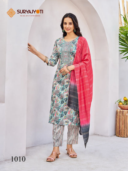Kritika Vol 1 Suryajyoti Rayon Readymade Pant Style Suits