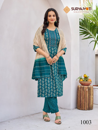 Kritika Vol 1 Suryajyoti Rayon Readymade Pant Style Suits