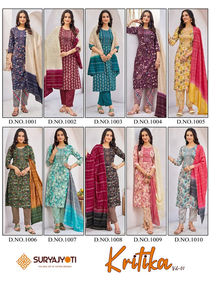 Kritika Vol 1 Suryajyoti Rayon Readymade Pant Style Suits