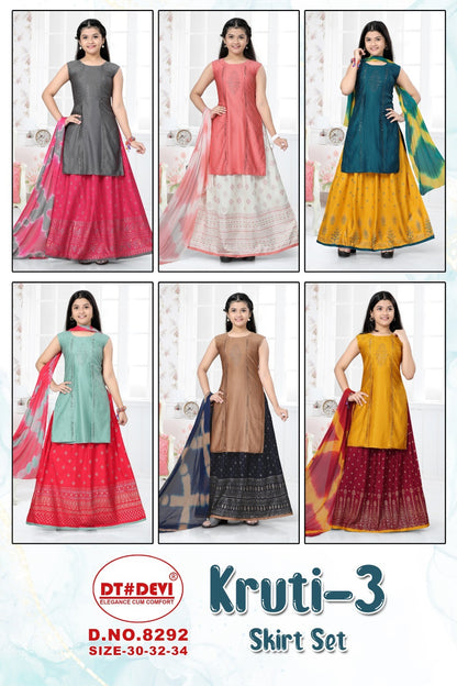 Kruti Vol 3-8292 Dt Devi Girls Readymade Skirt Style Suits