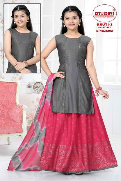 Kruti Vol 3-8292 Dt Devi Girls Readymade Skirt Style Suits