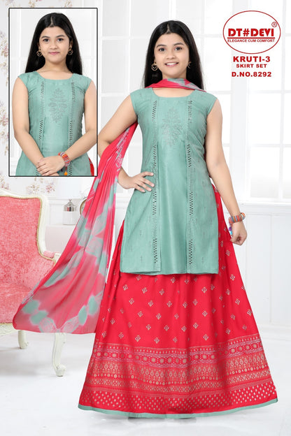 Kruti Vol 3-8292 Dt Devi Girls Readymade Skirt Style Suits