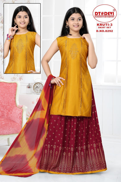 Kruti Vol 3-8292 Dt Devi Girls Readymade Skirt Style Suits
