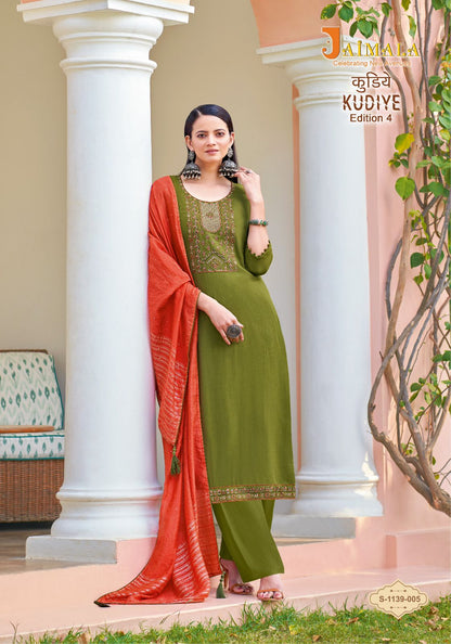 Kudiye Edition-4 Jaimala Reyon Pant Style Suits