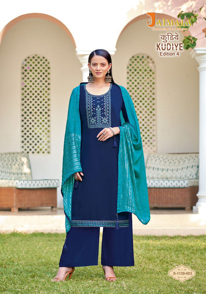Kudiye Edition-4 Jaimala Reyon Pant Style Suits