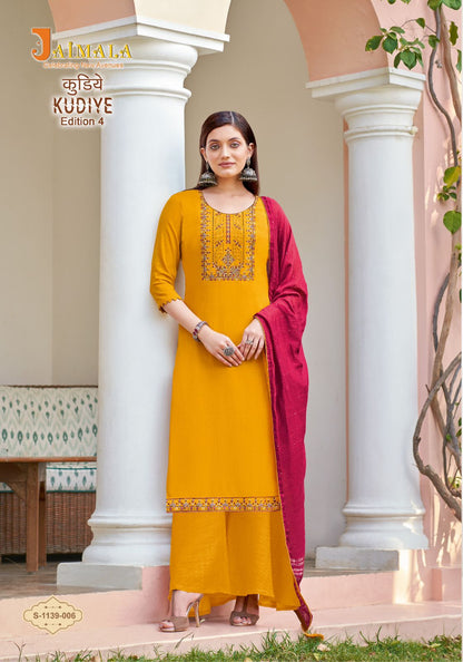 Kudiye Edition-4 Jaimala Reyon Pant Style Suits