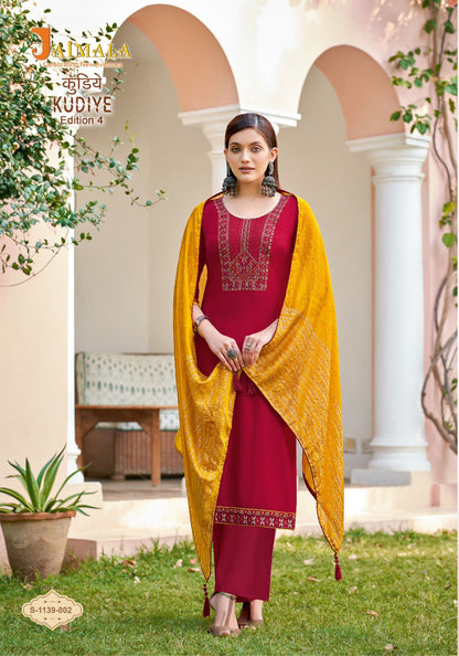 Kudiye Edition-4 Jaimala Reyon Pant Style Suits
