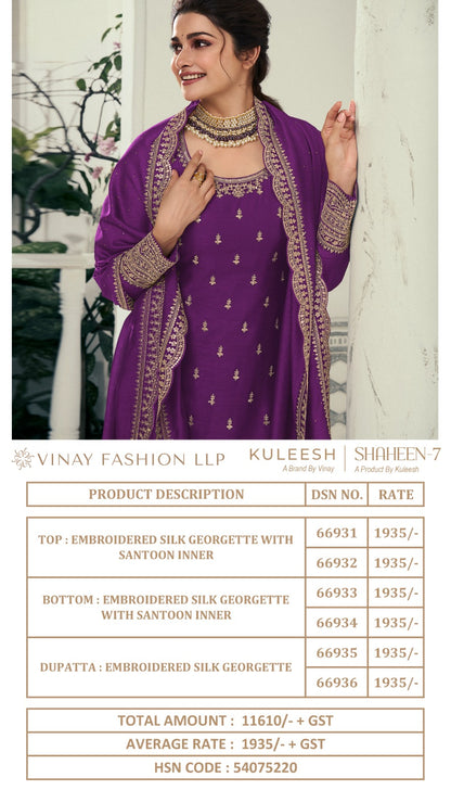 Kuleesh-Shaheen 7 Vinay Fashion Llp Silk Georgette Pant Style Suits