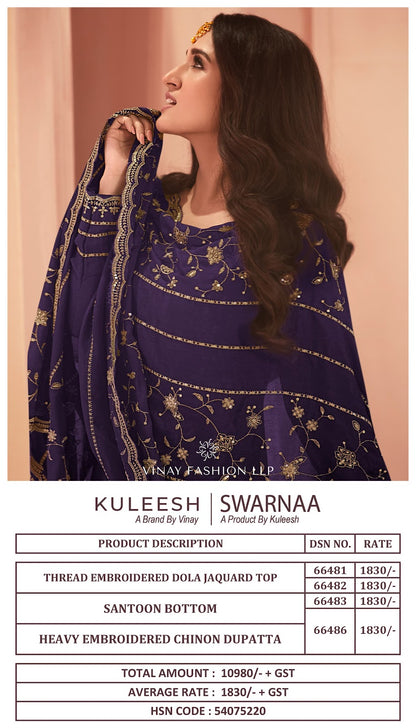 Kuleesh Swarnaa-Hitlist Vinay Fashion Llp Dola Jacquard Pant Style Suits
