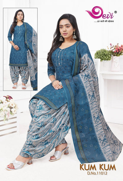 Kum-Kum Vol 11-With Inner Devi Indo Readymade Cotton Patiyala Suits