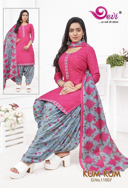 Kum-Kum Vol 11-With Inner Devi Indo Readymade Cotton Patiyala Suits