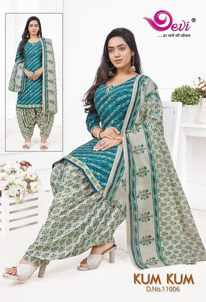 Kum-Kum Vol 11-With Inner Devi Indo Readymade Cotton Patiyala Suits