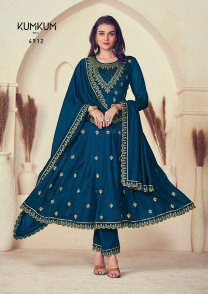 Kumkum Vol 2 Rangoon Silk Readymade Pant Style Suits