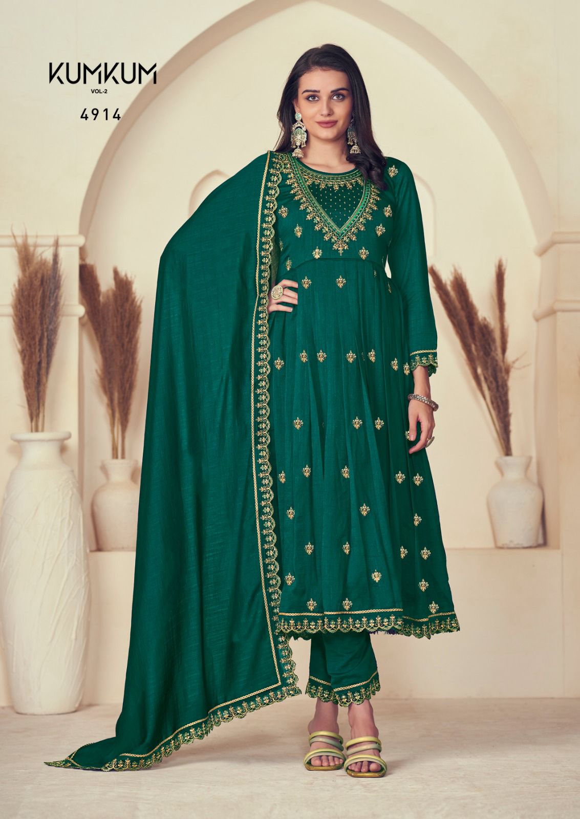 Kumkum Vol 2 Rangoon Silk Readymade Pant Style Suits