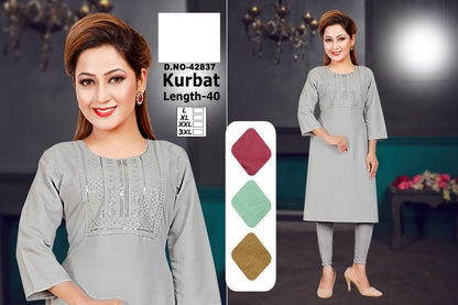 Kurbat Zoya Two Tone Straight Cut Kurtis
