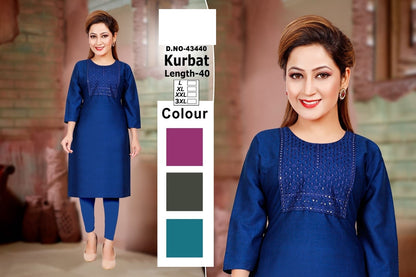 Kurbat Zoya Two Tone Straight Cut Kurtis