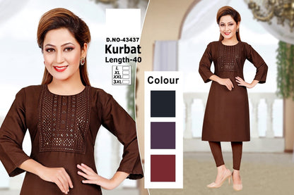 Kurbat Zoya Two Tone Straight Cut Kurtis