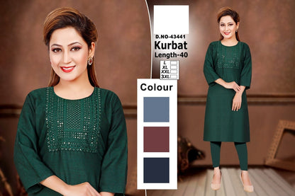 Kurbat Zoya Two Tone Straight Cut Kurtis
