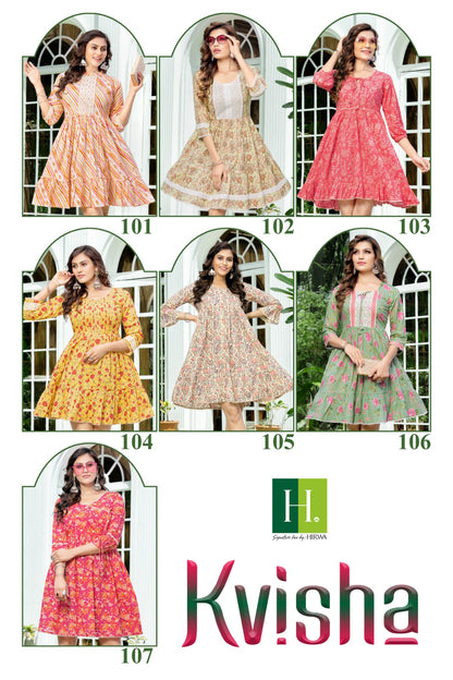 Kvisha H Dot Cotton Cambric Designer Long Top