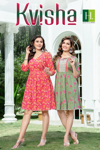 Kvisha H Dot Cotton Cambric Designer Long Top
