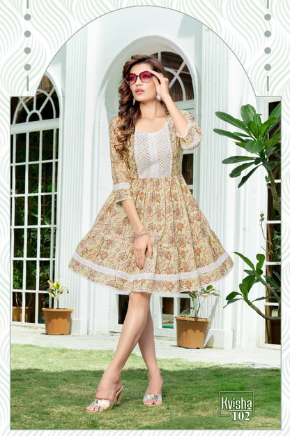 Kvisha H Dot Cotton Cambric Designer Long Top