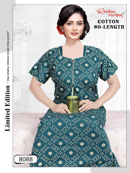 कॉटन L-60 रुची फैशन नाइट गाउन