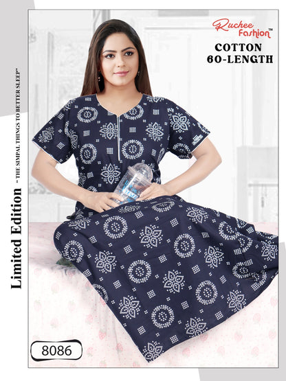 कॉटन L-60 रुची फैशन नाइट गाउन