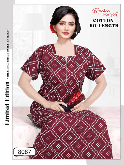 कॉटन L-60 रुची फैशन नाइट गाउन