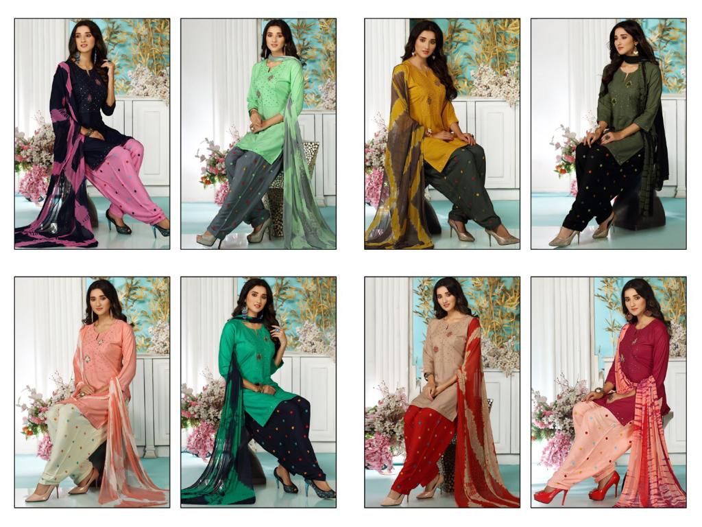 Laadle Master Rayon Readymade Patiyala Suits