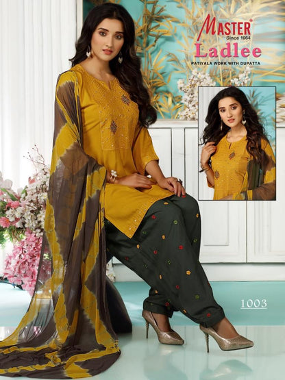 Laadle Master Rayon Readymade Patiyala Suits