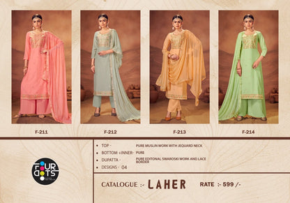 Laher Four Dots Muslin Plazzo Style Suits