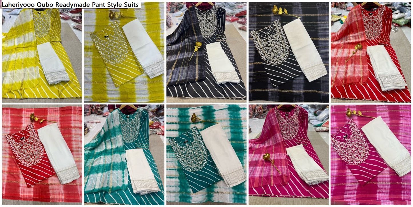 Laheriyooo Qubo Rayon Cotton Readymade Pant Style Suits