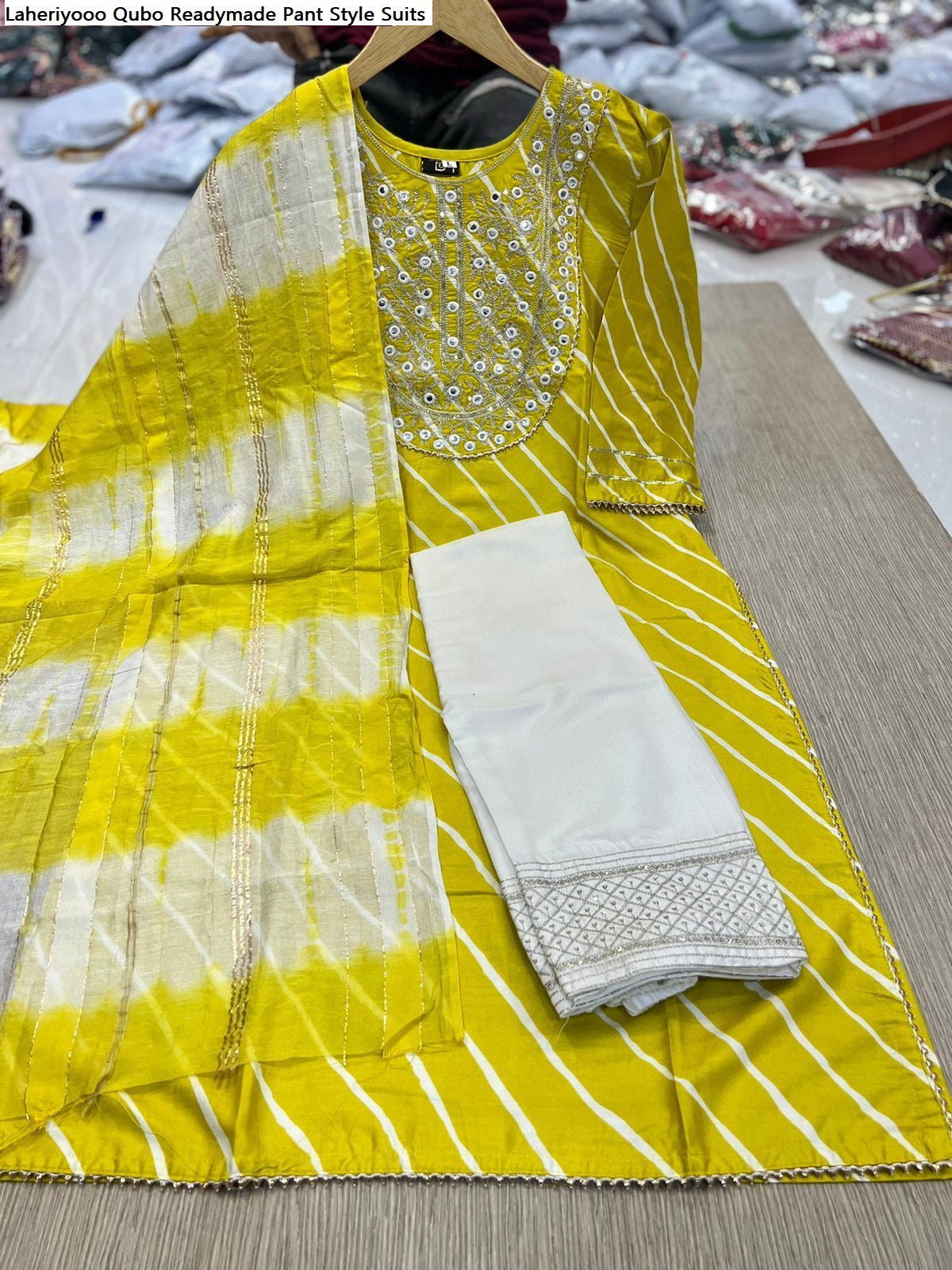 Laheriyooo Qubo Rayon Cotton Readymade Pant Style Suits