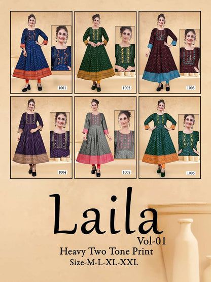 Laila Vol 1 Kavinay Two Tone Anarkali Kurtis