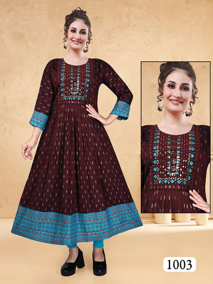 Laila Vol 1 Kavinay Two Tone Anarkali Kurtis