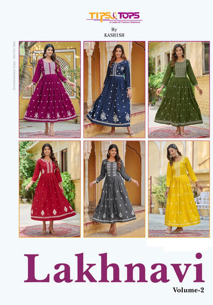 Lakhnavi Vol 2 Tips Tops Rayon Anarkali Kurtis