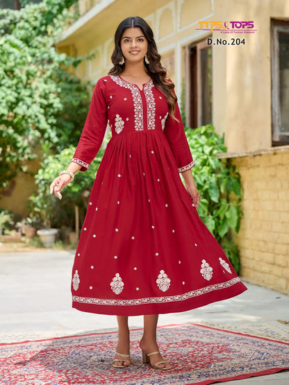 Lakhnavi Vol 2 Tips Tops Rayon Anarkali Kurtis