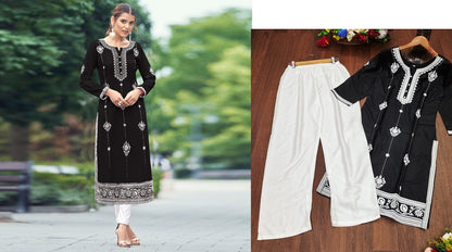 Lakhnawi-2701 We Fab Reyon Kurti Pant Set