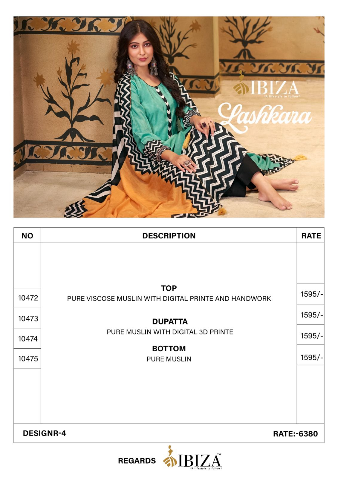 Lashkara Ibiza Viscose Muslin Pant Style Suits