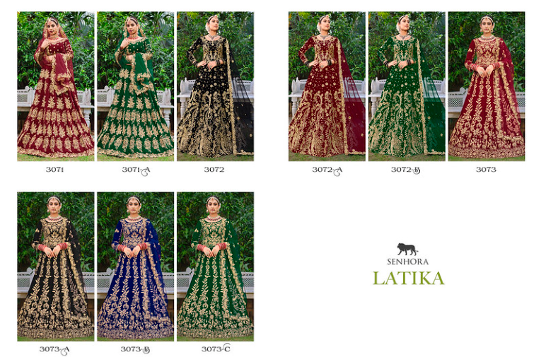 Latika Senhora Velvet Bridal Lehenga Choli