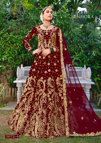 Latika Senhora Velvet Bridal Lehenga Choli